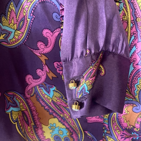 Dolce And Gabbana 100% Silk Button Up Paisley Blouse Size 26/40 - Picture 9 of 13